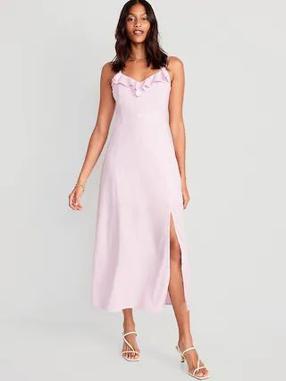 Fit & Flare Linen-Blend Ruffle-Trimmed Maxi Cami Dress for Women | Old Navy (US)