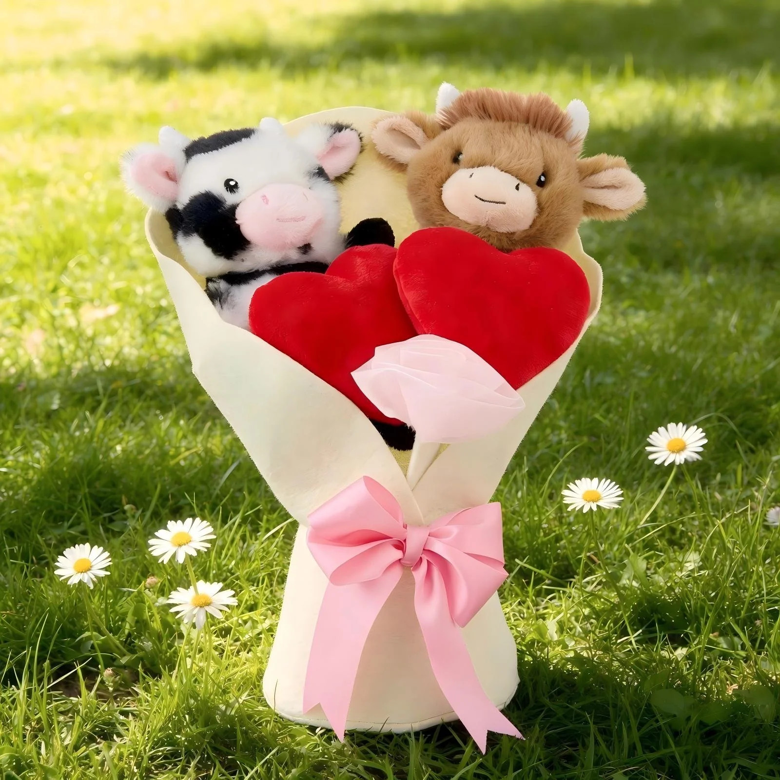 Medium Cow Bouquet Plush, White, 13", Valentine's Day Anniversary Birthday Gift Home Decor | Walmart (US)