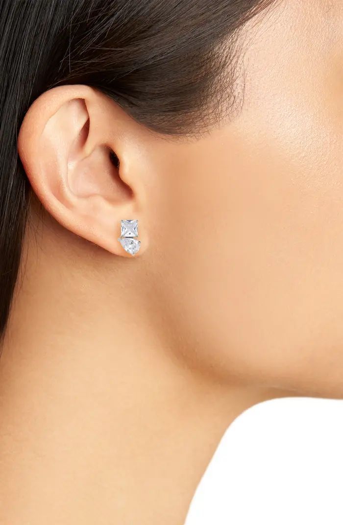 hit the town mixed cut cubic zirconia stud earrings | Nordstrom