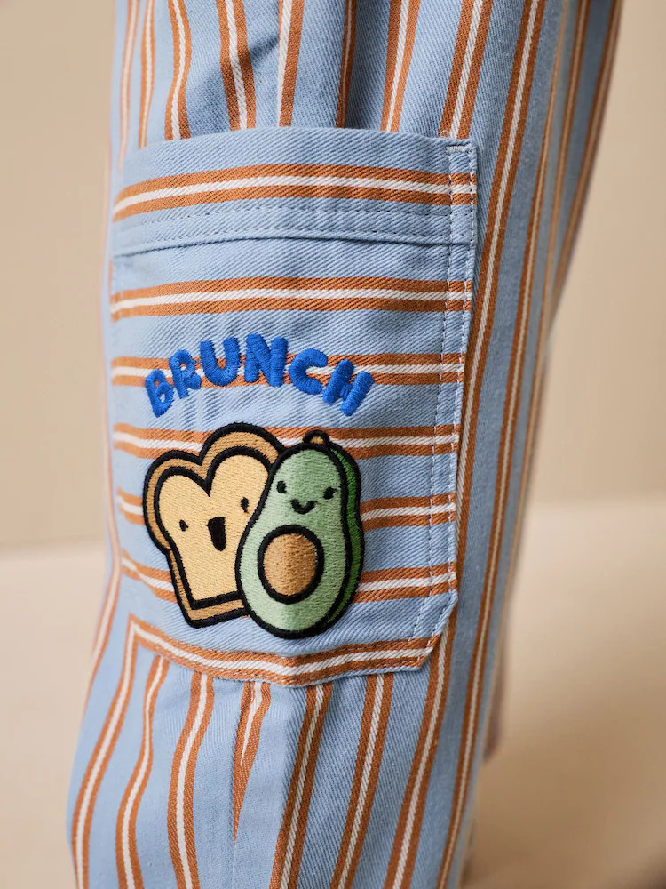 Blue/Rust Brunch Stripe Side Pocket Wide Trousers (3mths-7yrs) | Next US