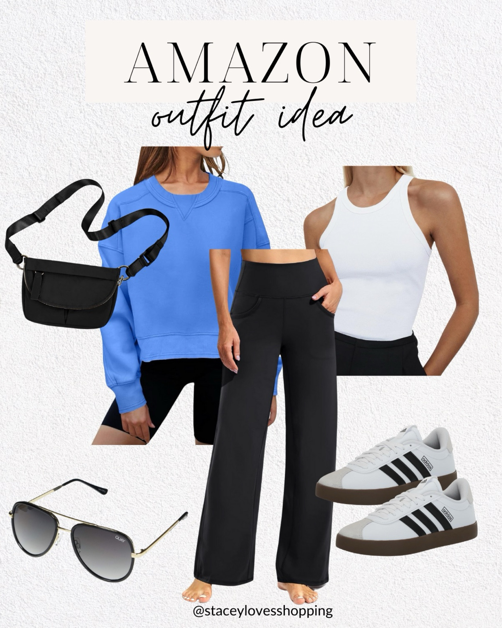 Amazon outfit idea - fall outfit idea - athleisure outfit idea

Cropped sweatshirt, wide leg yoga pants, crossbody bag, adidas sneakers, white tank and aviator sunglasses.



#LTKOver40 #LTKFindsUnder50 #LTKStyleTip