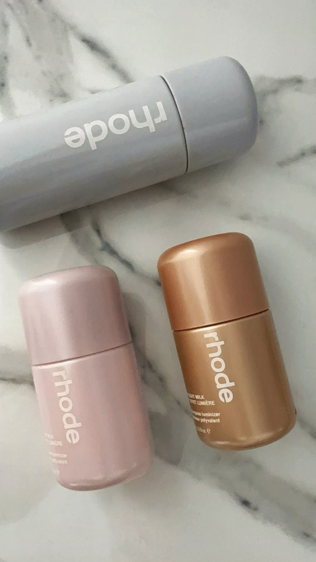 3 things from Rhode that add a dewy glow to your makeup routine and I use all 3 all the time. Large bottle is the Rhode Glazing Milk Ceramide Essence that plumps up your skin pre-makeup. It’s lightweight and non-greasy, works well on my skin. Smaller bottle are Rhode’s Multipurpose Highlighting Luminizer which brighten skin and can be used on face, neck, shoulders, etc I sometimes mix w the glazing milk and apply together.

#LTKgrwm #LTKselfcare #LTKBeauty