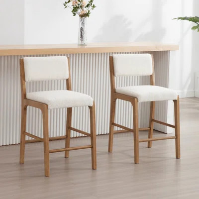 Makarah Upholstered 26.5'' Counter Stool with Solid Wood Frame | Wayfair North America