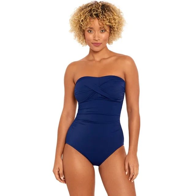 Time and Tru Women’s and Plus Bandeau Twist Front One Piece Swimsuit | Walmart (US)