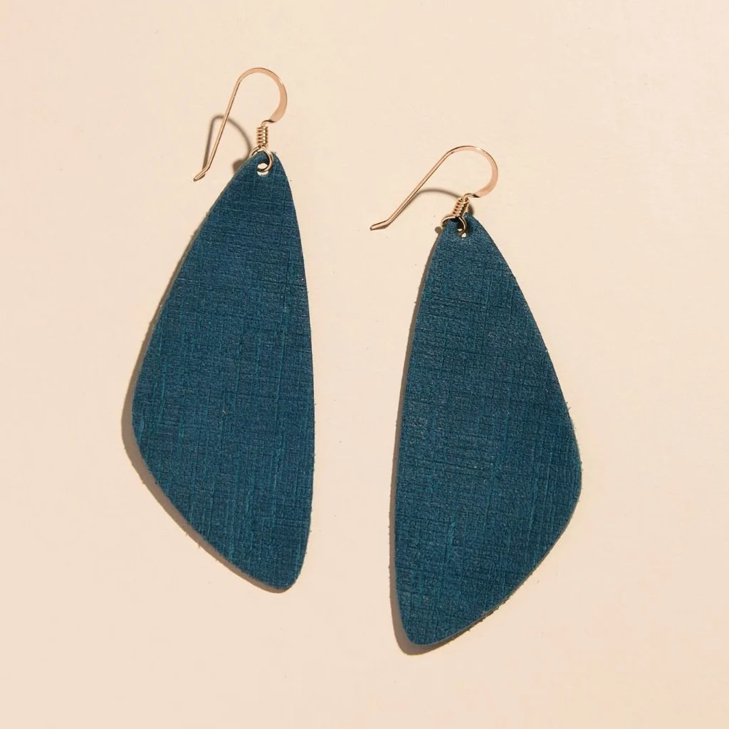 Stormy Teal Evie Organic Drop Earrings | Nickel and Suede