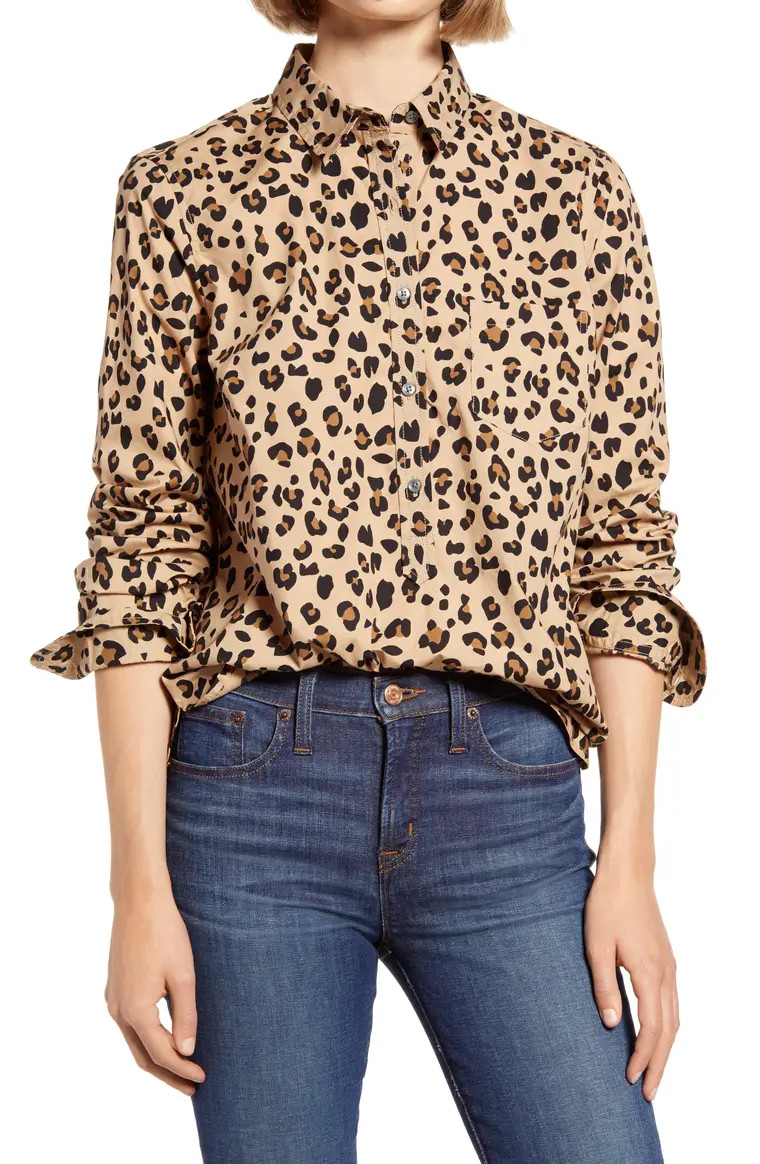 Print Cotton Poplin Popover Top | Nordstrom