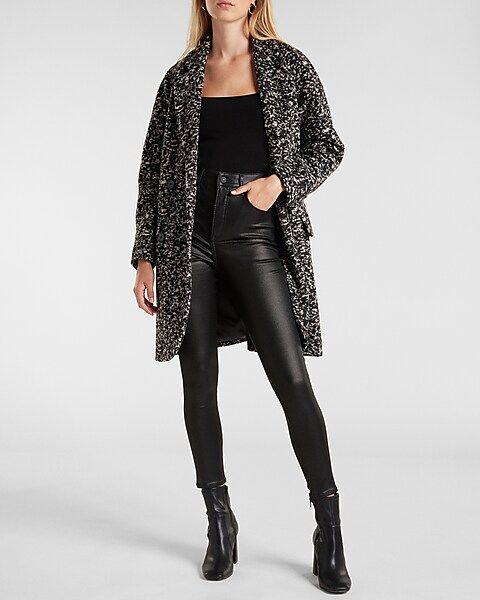 Wool-Blend Abstract Pattern Coat | Express