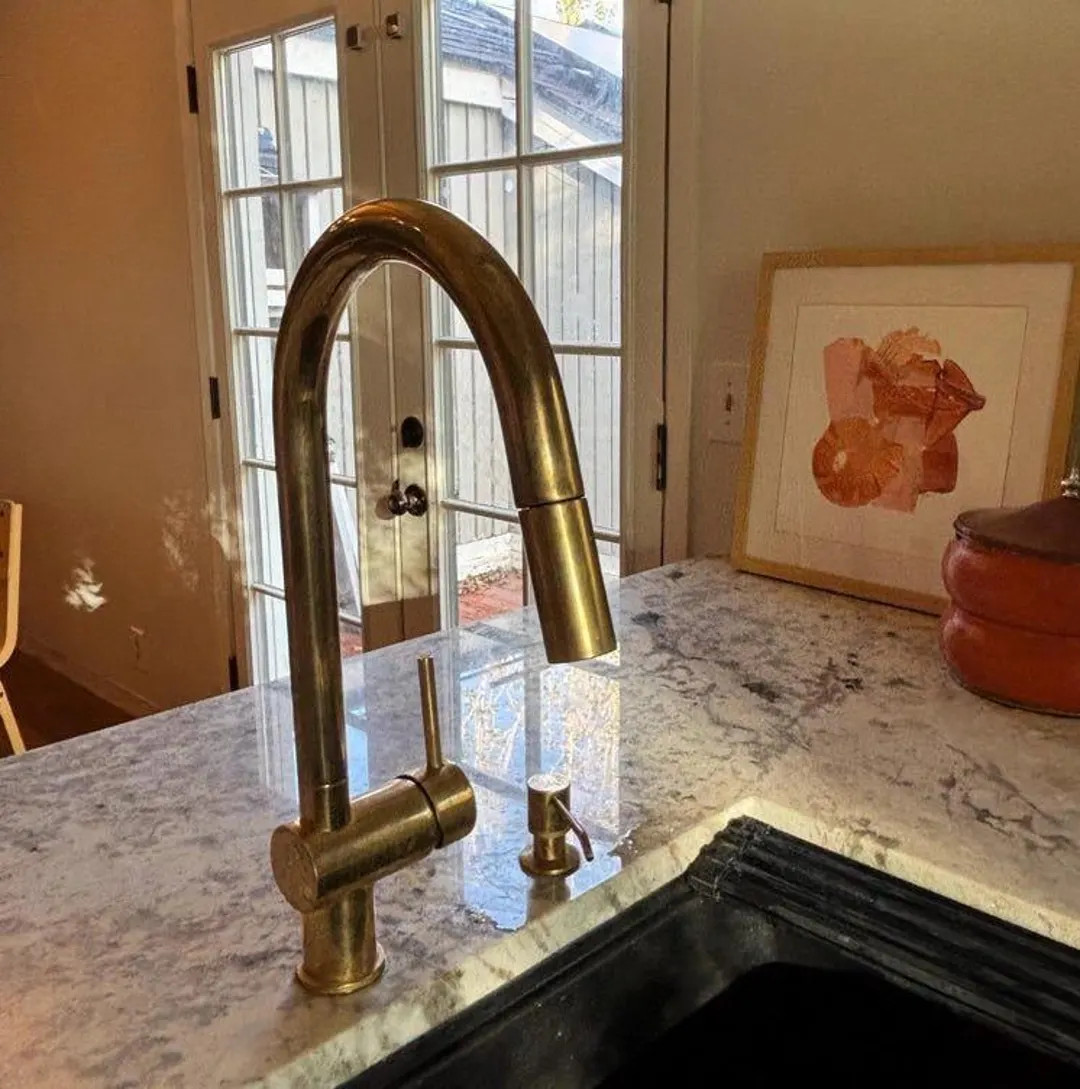 Unlacquered Solid Brass Kitchen Faucet, Kitchen Faucet, Pull Down Faucet, Pull Out Faucet, Brass ... | Etsy (US)