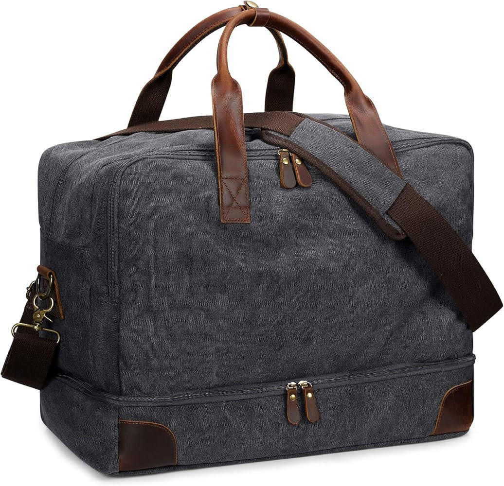 S-ZONE Mens Canvas Travel Duffel Bag Weekend Overnight Bag with Shoes Laptop Compartment 2.0 Vers... | Amazon (US)