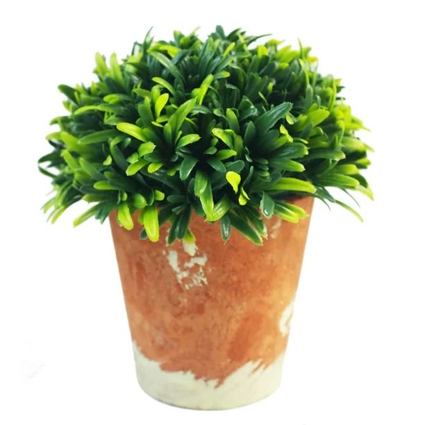 Artificial Potted Plant 5" Green Mini Plastic Artificial Plants Faux Topiary | Walmart (US)