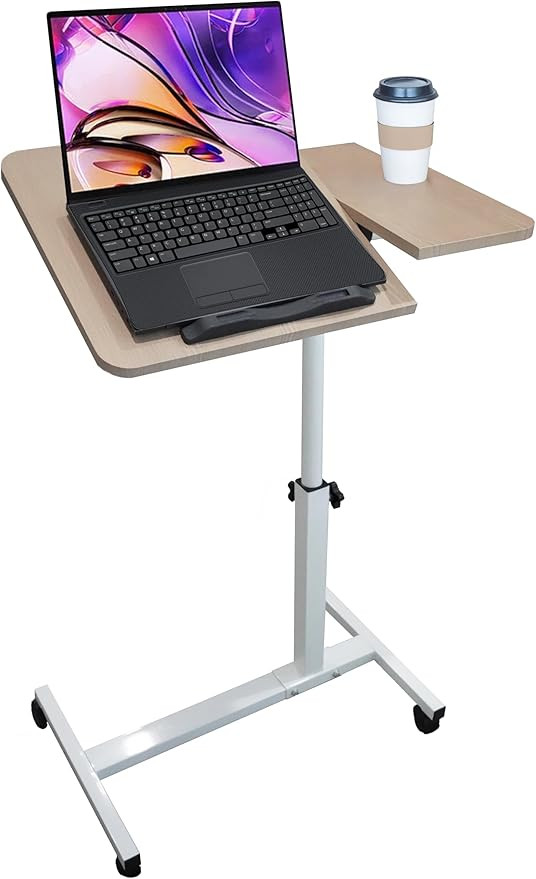 Adjustable Mobile Standing Desk - Height Adjusts from 23" to 35" with Lockable Wheels - Sleek Oak... | Amazon (US)