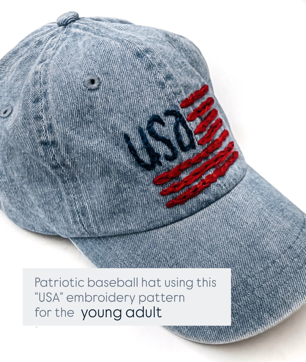 Patriotic USA flag embroidered on a baseball cap 