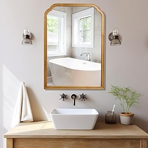 WallBeyond Wood Frame Wall Mirror Rounded Corner Arch Rectangle Mirror for Entryway, Living Room ... | Amazon (US)