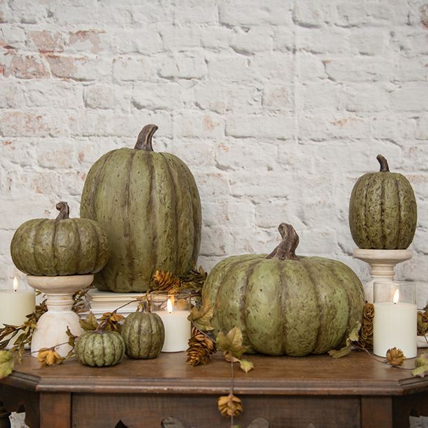 Harvest Accents Olive Green Decorative Pumpkin | Antique Farm House