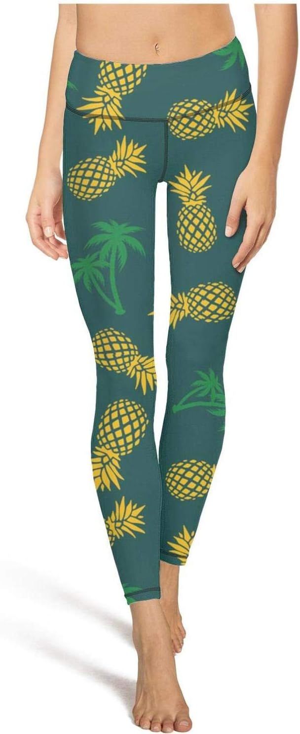 PLOKINC Cute Yoga Pants for Womens Printed Yoga Black Palm Tree Plants High Waist Workout Tights | Amazon (US)