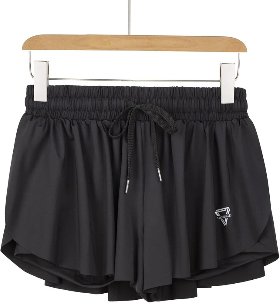 luogongzi 2 in 1 Flowy Running Shorts for Women Gym Yoga Athletic Womens Workout Biker Spandex Loung | Amazon (US)