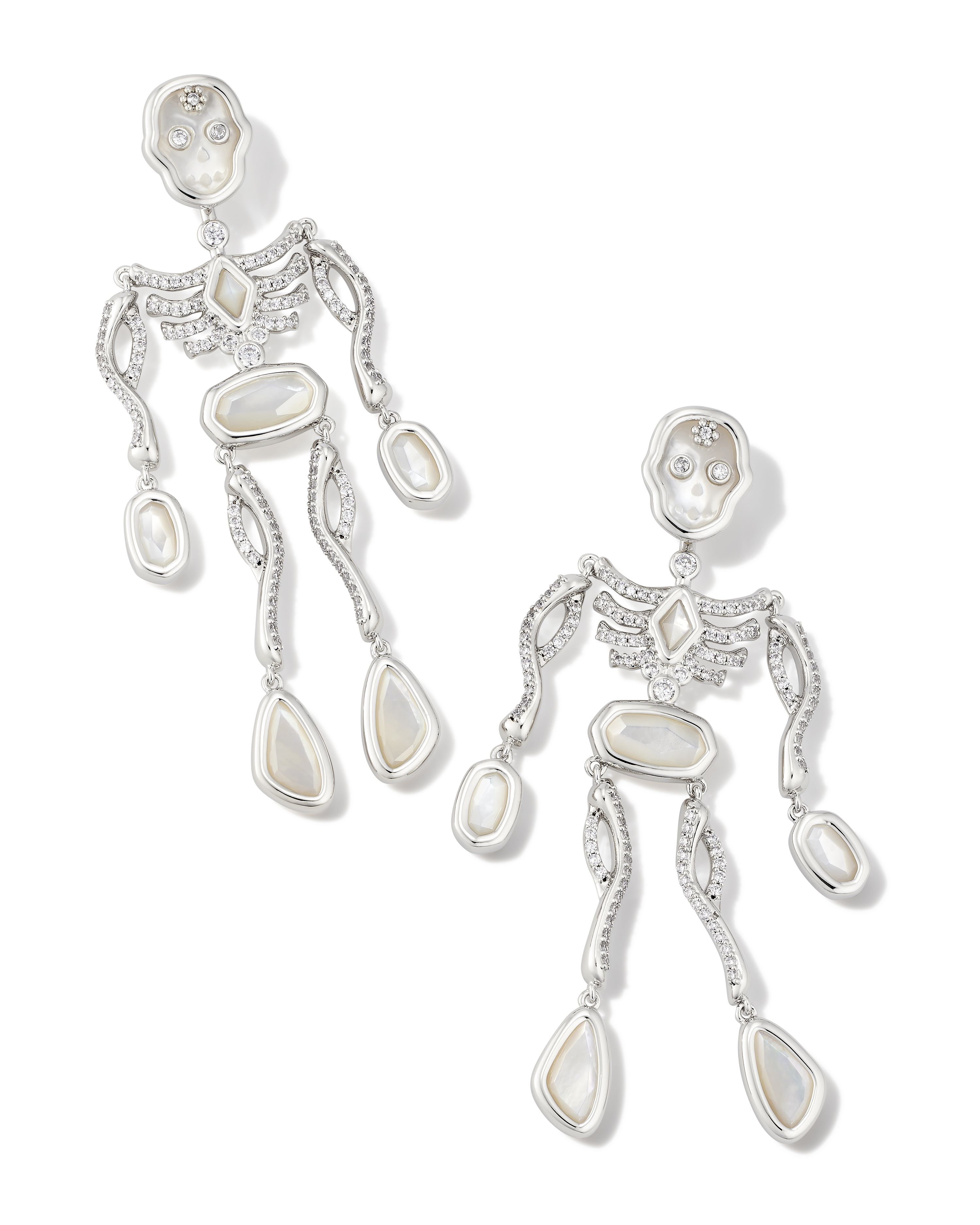 Skeleton Convertible Silver Statement Earrings in Ivory Mother-of-Pearl | Kendra Scott