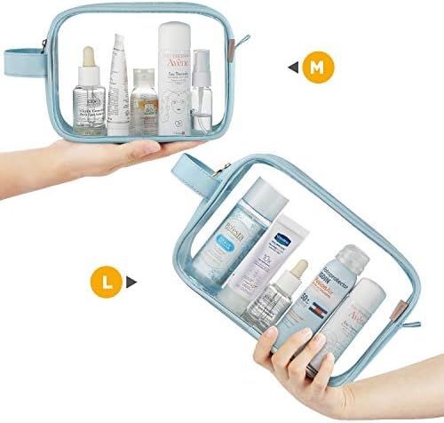 GAGAKU Clear Toiletry Bag Transparent Makeup Bags Set Waterproof Wash Bag 2pcs - Light Blue | Amazon (US)