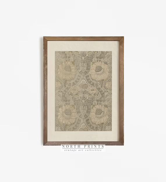 Neutral Tapestry Wall Art | Vintage Textile PRINTABLE | Eclectic Art Download | 1019 | Etsy (US)