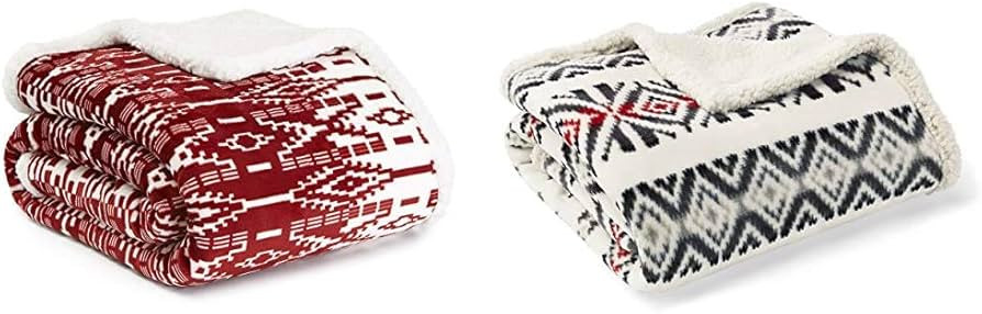 Eddie Bauer Ultra-Plush Collection Throw Blanket-Reversible Sherpa Fleece Cover, San Juan Red Cla... | Amazon (US)