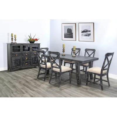 Eyon 6 - Person Mahogany Solid Wood Dining Set | Wayfair North America