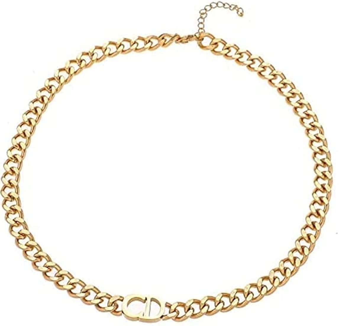 4TH COMMAND Updated Listing 18K Gold Plated Cuban Chain Choker Letter IniLtial Stainless Steel No... | Amazon (US)