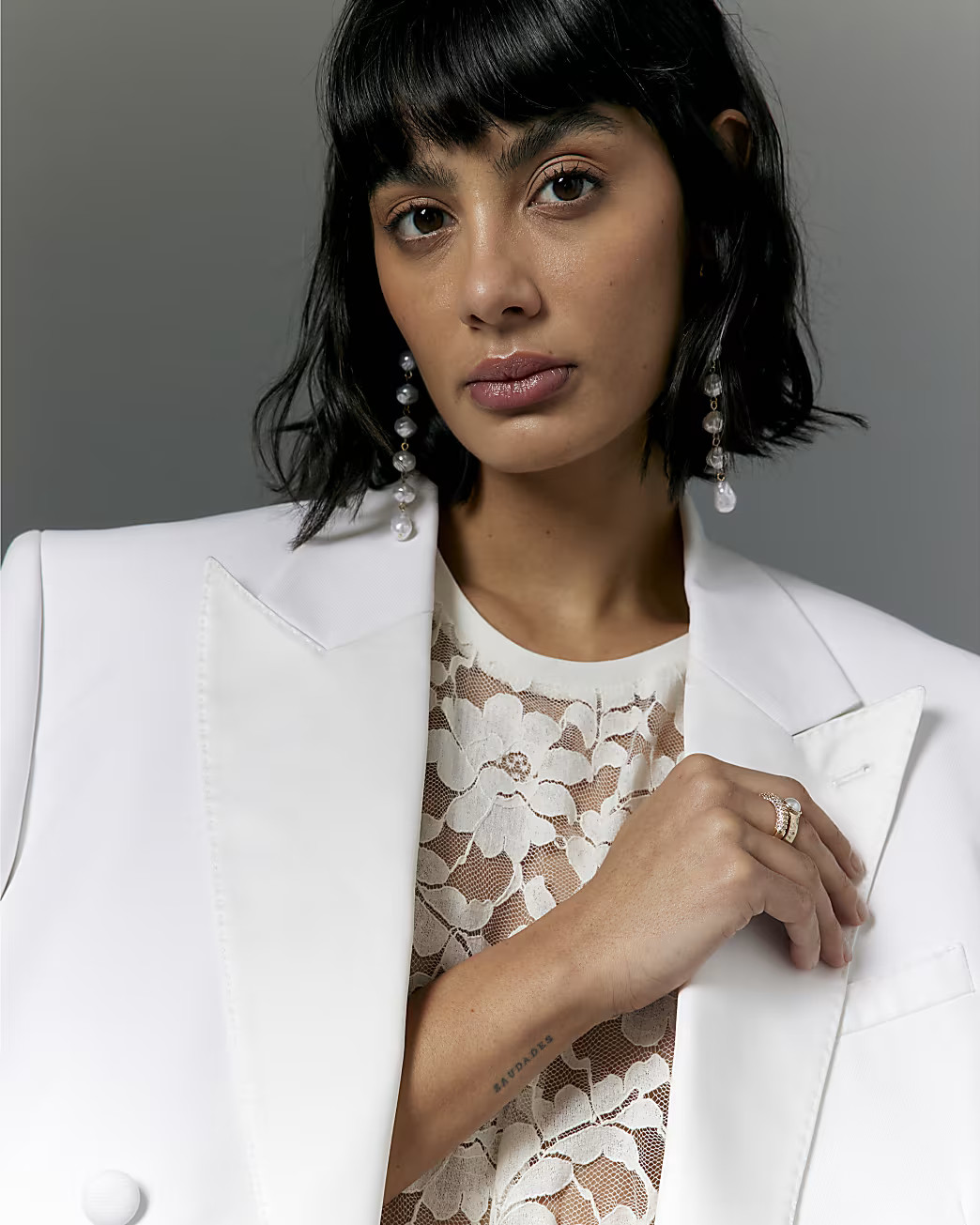 White Tie Shoulder Floral Mesh Top | River Island UK & IE