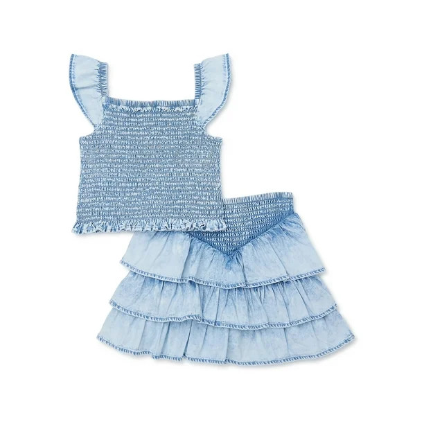 Wonder Nation Baby and Toddler Girls Skirt Set, Sizes 12M-5T | Walmart (US)