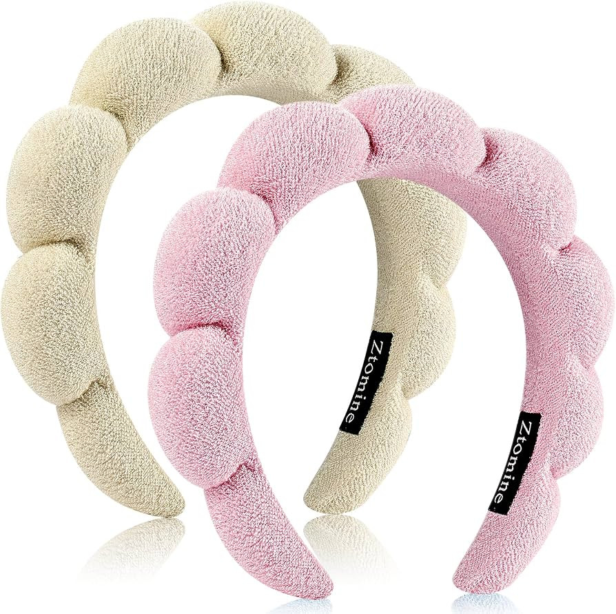 Headband, Set of 2 - Terry Cloth Spa Headbands for Washing Face or Facial, Puffy Makeup Headbands... | Amazon (US)