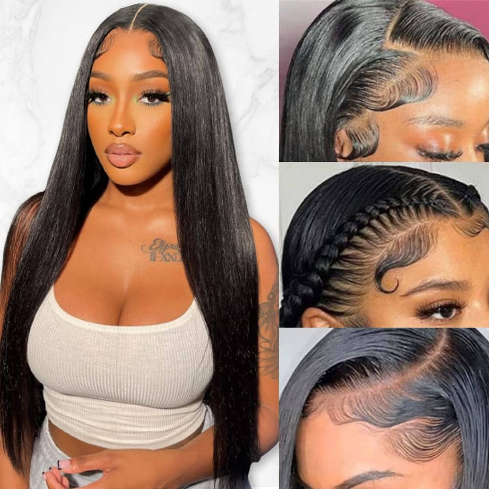 Straight Lace Front Wigs Human Hair Pre Plucked 13x4 HD Lace Frontal Wigs Human Hair With Baby Ha... | Amazon (US)