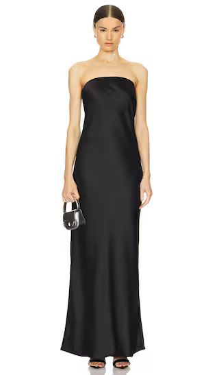 Bias Strapless Gown in Black | Revolve Clothing (Global)