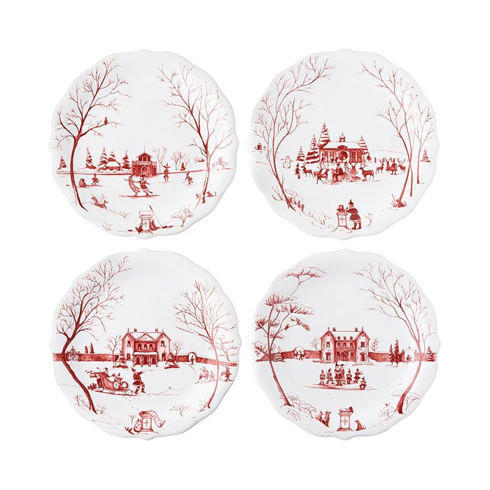 Country Estate Winter Frolic "Mr. & Mrs. Claus" Ruby Party Plates, Set of 4 | Bloomingdale's (US)