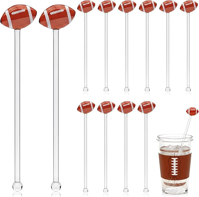 12 Pcs 7 Inch Football Cocktail Stirrers Glass Swizzle Stir Sticks Coffee Drink Stirrers Hot Coco... | Amazon (US)