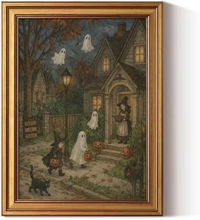 ARPEOTCY Vintage Halloween Wall Art, Cute Ghost Canvas Prints 16x12 in | Amazon (US)