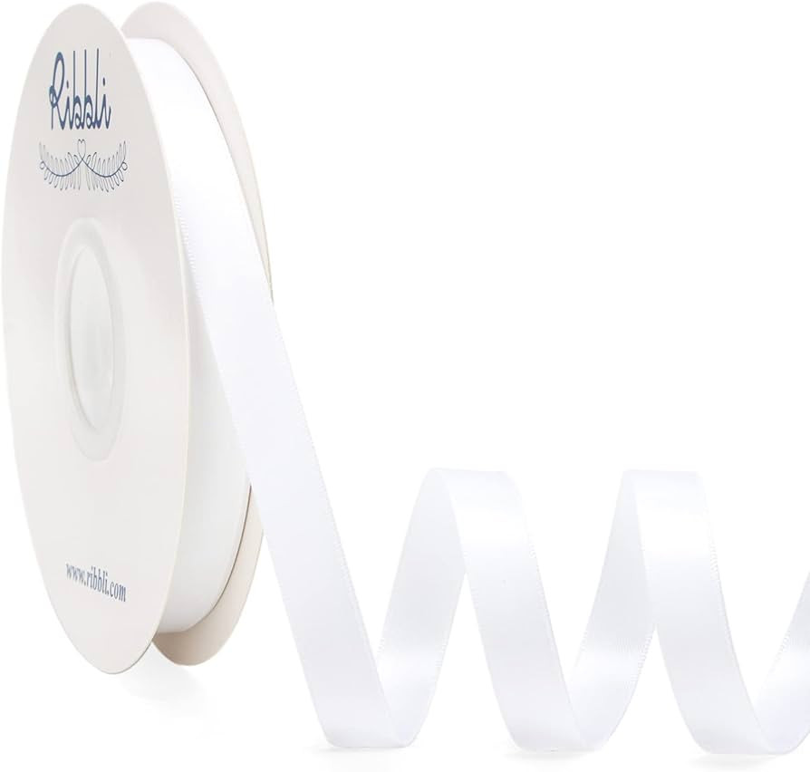 Ribbli White Satin Ribbon Double Faced Satin 1/2 inch x Continuous 50 Yards-White Ribbon for Gift... | Amazon (US)
