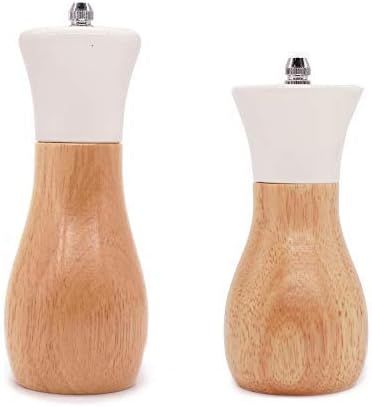 Salt Grinder White Wooden Pepper Grinder Sea Salt And Pepper Grinders Set 5” And 6” Salt Mill... | Amazon (US)