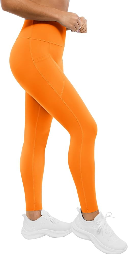 Buttery Soft 25" Womens High Waisted No Front Seam Yoga Leggings Pockets UPF50+ Adjustable Length... | Amazon (US)