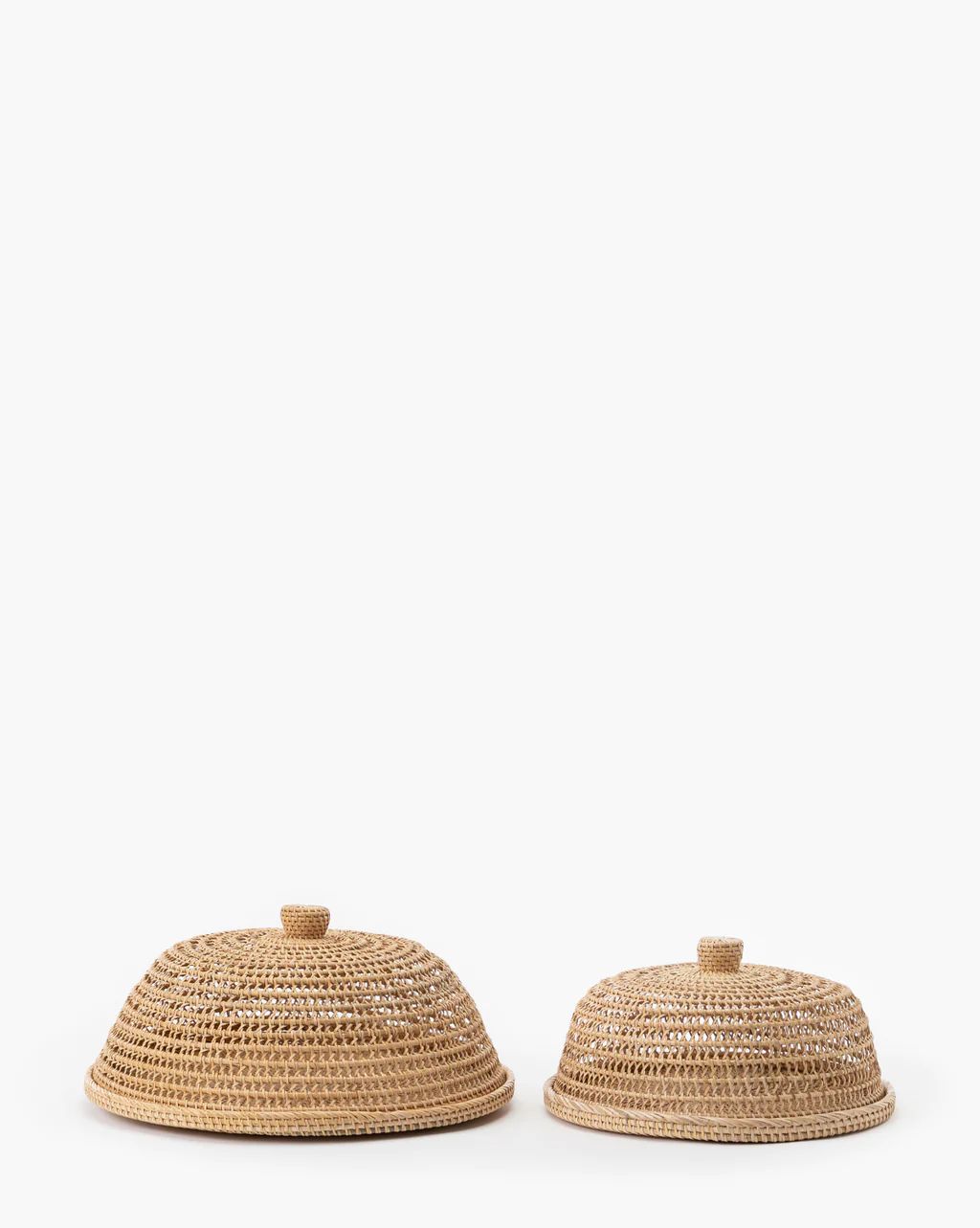 Hand-Woven Rattan Food Tray with Cover (Set of 2) | McGee & Co.