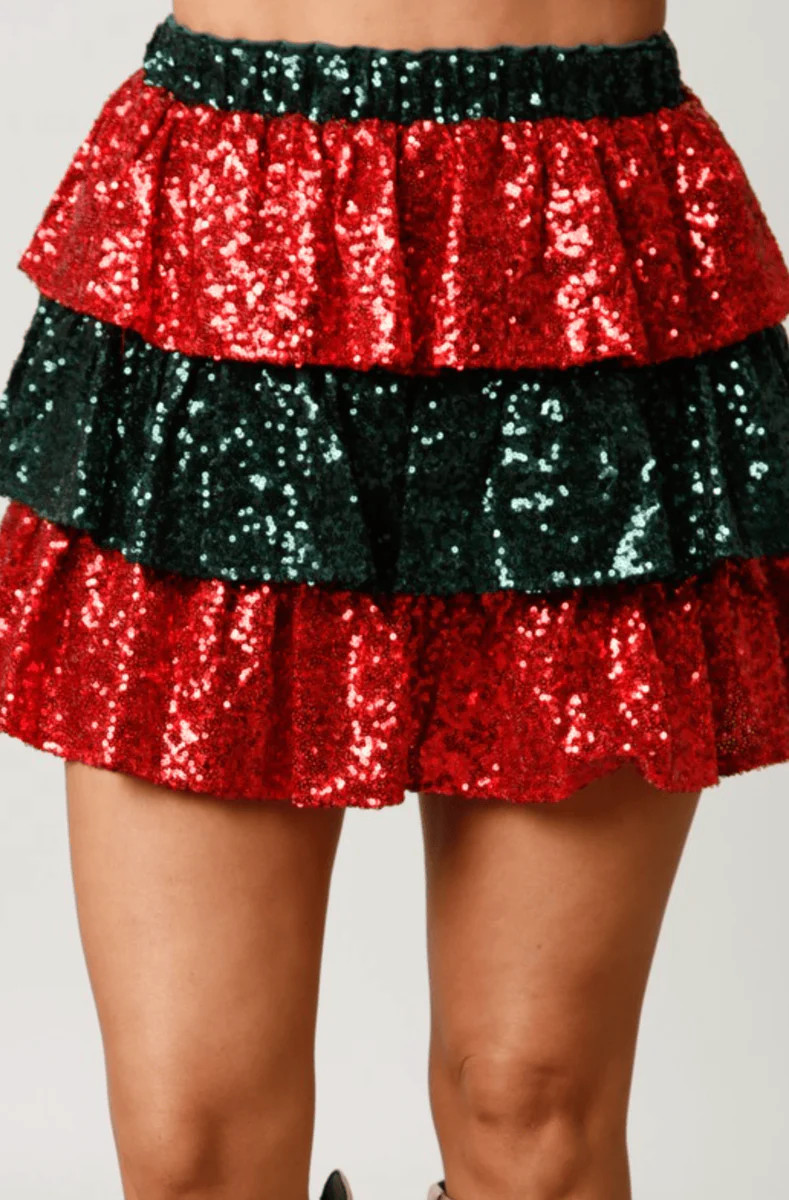Color Block Sequin Tiered Skirt | Party-Ready Sparkle | Krush Kandy | Krush Kandy