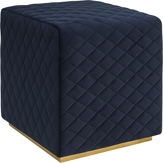 Tov Furniture Kent Collection Velvet and Brass Ottoman, Navy | Amazon (US)