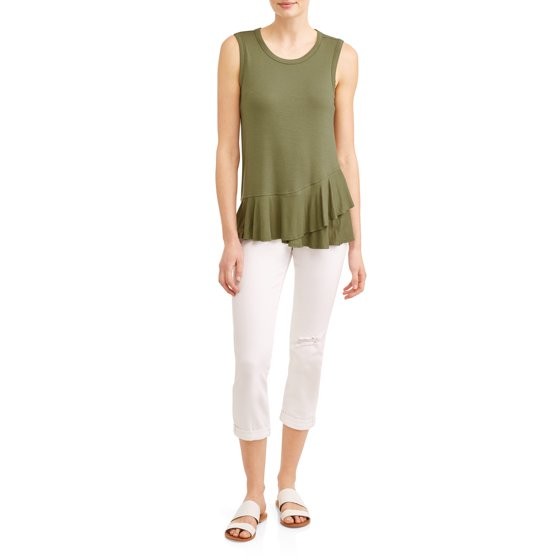 Time and Tru - Women's Ruffle Peplum Sleeveless Top - Walmart.com | Walmart (US)