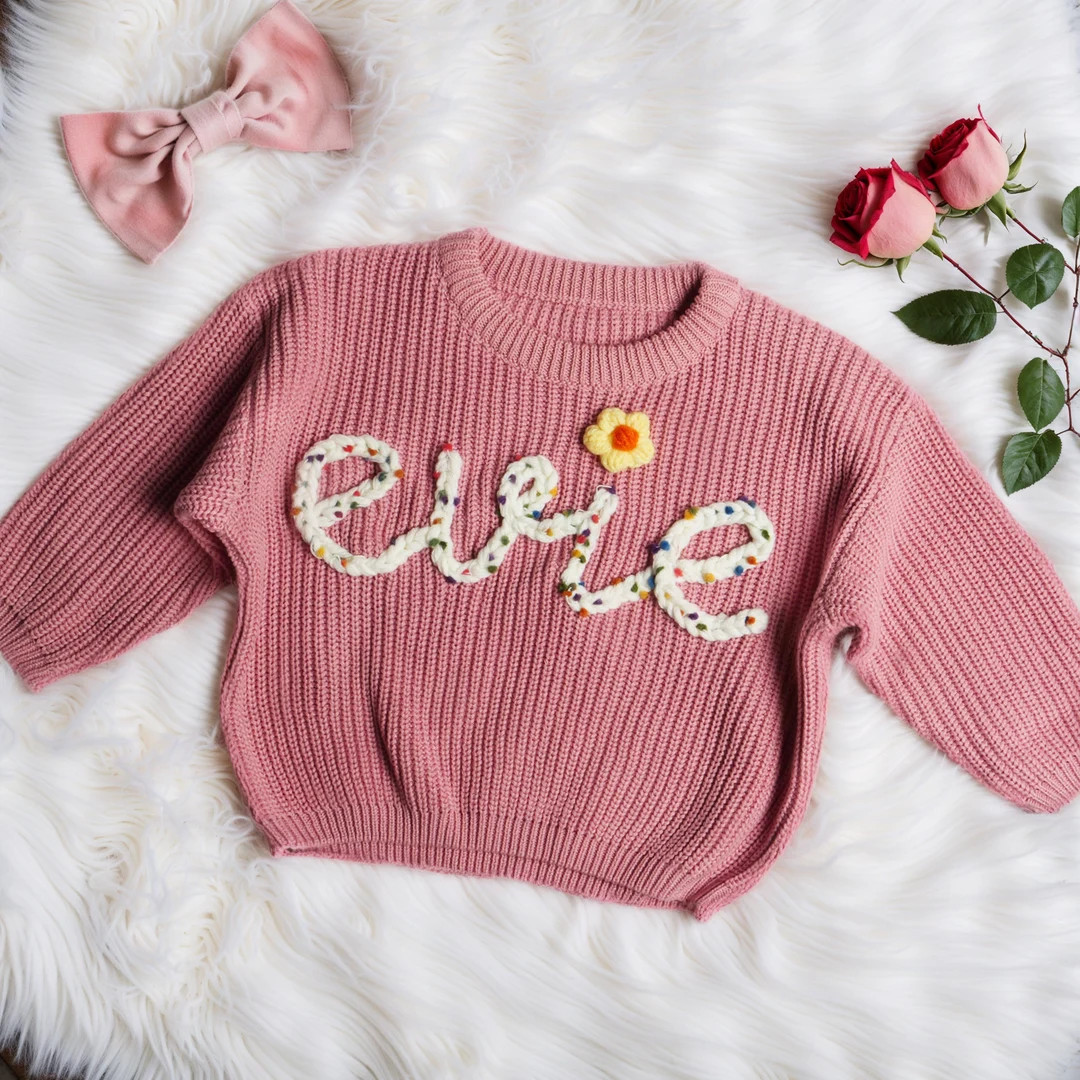 Custom Name Baby Sweater, Personalized Hand Embroidered Baby Sweater, Cute Baby Sweater , Baby Sh... | Etsy (US)