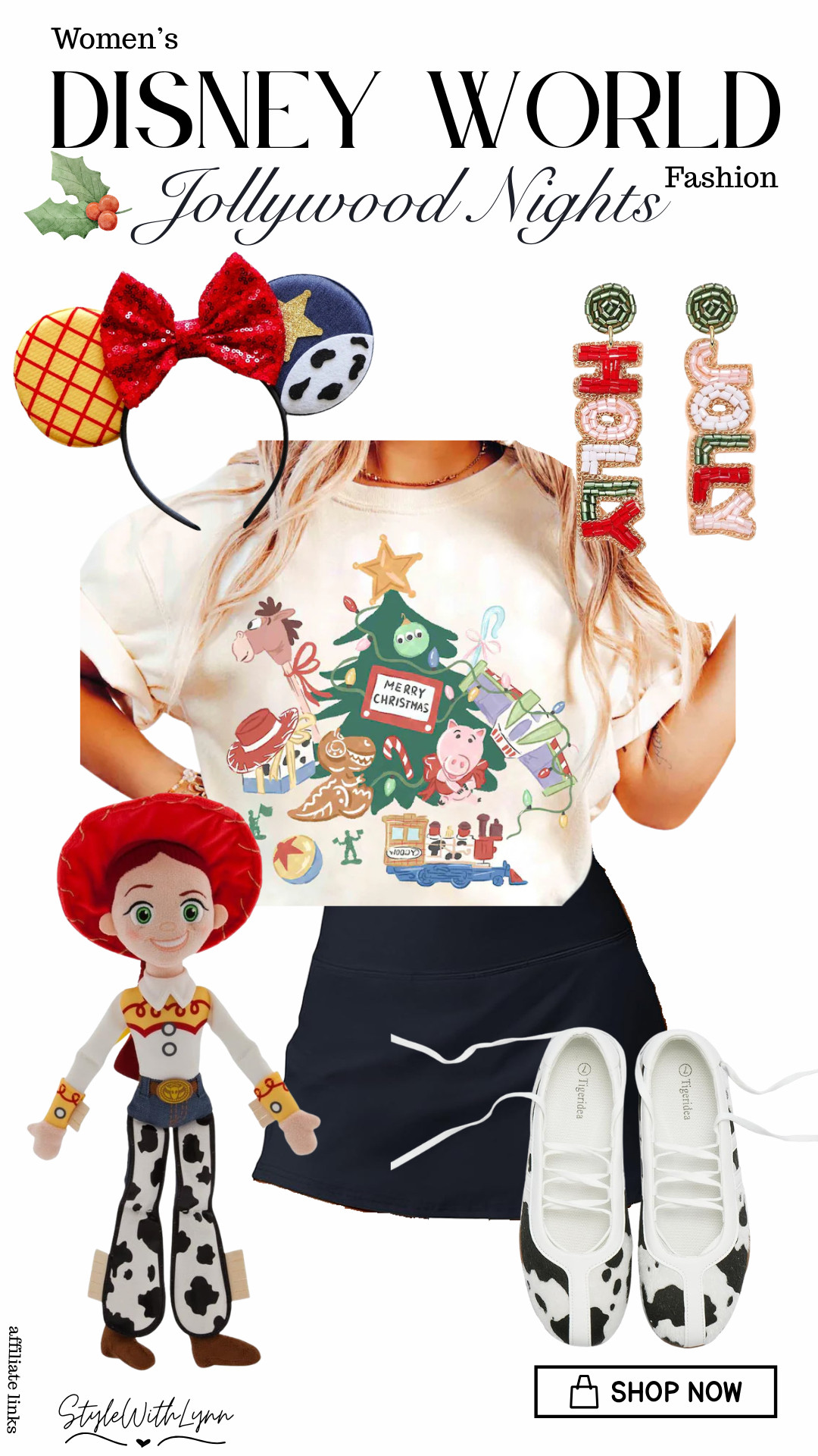 ✨ Hollywood glam meets Toy Story magic! ✨

If you're headed to Disney World's Jollywood Nights, this festive Toy Story-inspired outfit is giving all the holiday vibes. From the Jessie-inspired ears and cow-print sneakers to the adorable Christmas Toy Story tee, this look is cute, comfortable, and perfect for a night of festive photos, holiday treats, and dancing your way through Hollywood Studios. 🎄🤠❤️

Jollywood Nights is one of my favorite Disney holiday events because you can dress up a little, sparkle a little more, and fully embrace the holiday magic. Pair this look with a cozy skort and festive accessories, and you're ready for a holly-jolly night at Disney!



#DisneyJollywoodNights #DisneyWorldChristmas #HollywoodStudios #DisneyHolidayStyle #DisneyOutfitInspo #ToyStoryDisneyBound #DisneyFashion #DisneyWorldOutfits #DisneyChristmas #DisneyStyle #HolidayDisneyOutfit #DisneyMoms 

 #LTKootd #LTKmomlife #LTKTravel