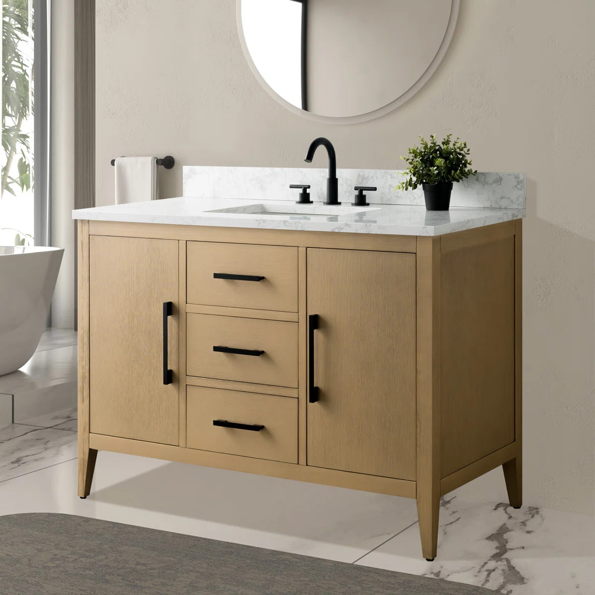 Vanity Art 48'' Single Bathroom Vanity with Engineered Marble Top & Reviews | Wayfair | Wayfair North America