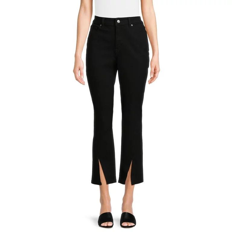 Time and Tru Women's Slit Hem Straight Leg Jeans, 28" Inseam for Regular, Sizes 2-20 | Walmart (US)