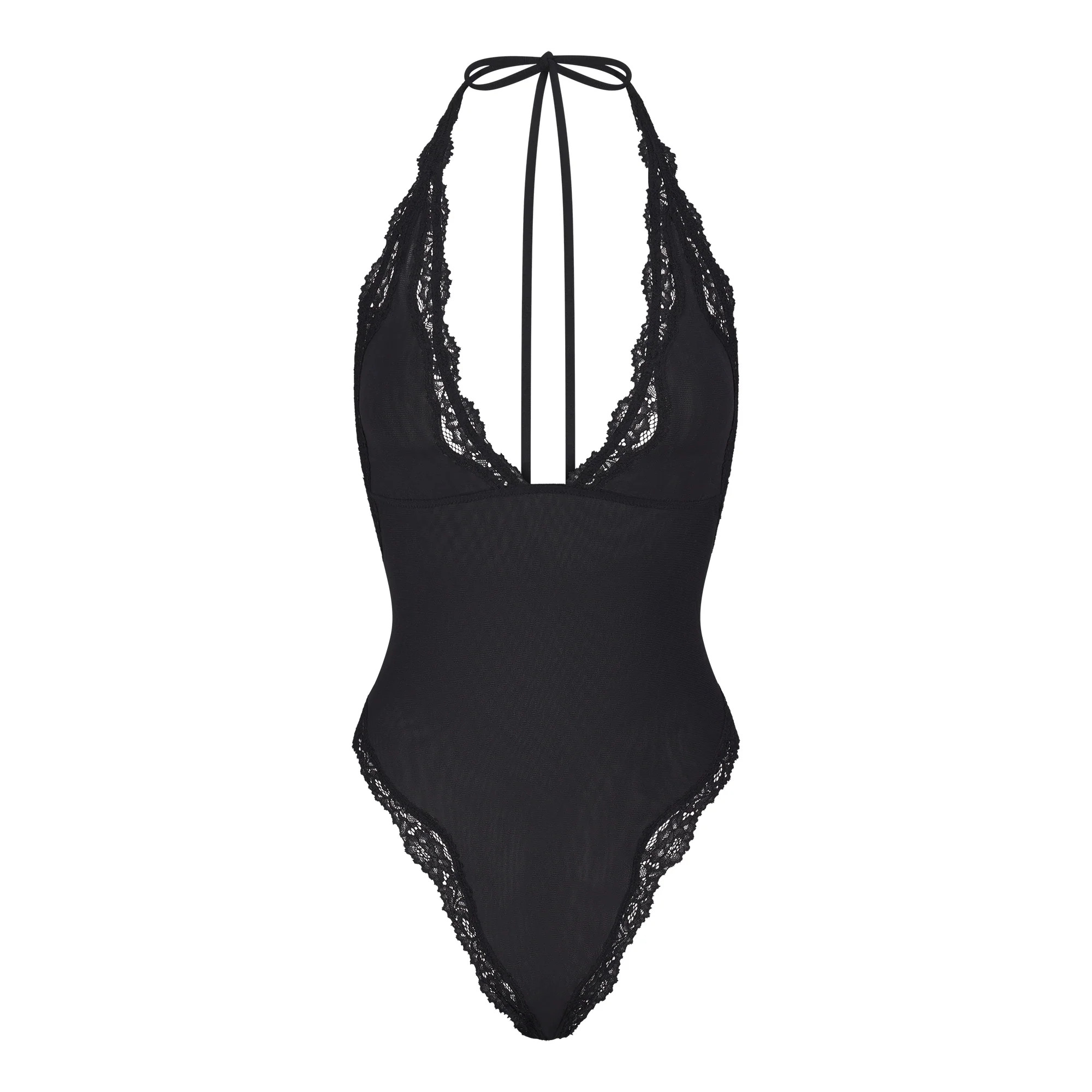 SUMMER MESH LACE DEEP PLUNGE THONG BODYSUIT | SKIMS (US)