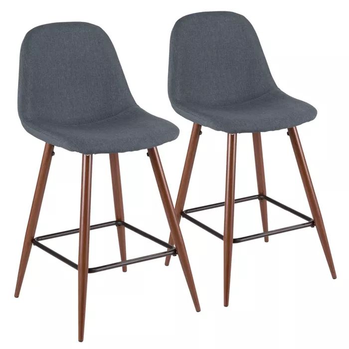 Set of 2 Pebble Mid-Century Modern Counter Height Barstools - LumiSource | Target