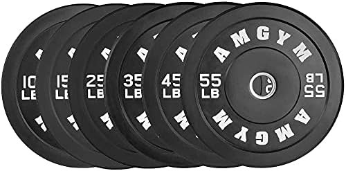 AMGYM LB Bumper Plates Olympic Weight Plates, Bumper Weight Plates, Steel Insert, Strength Training | Amazon (US)
