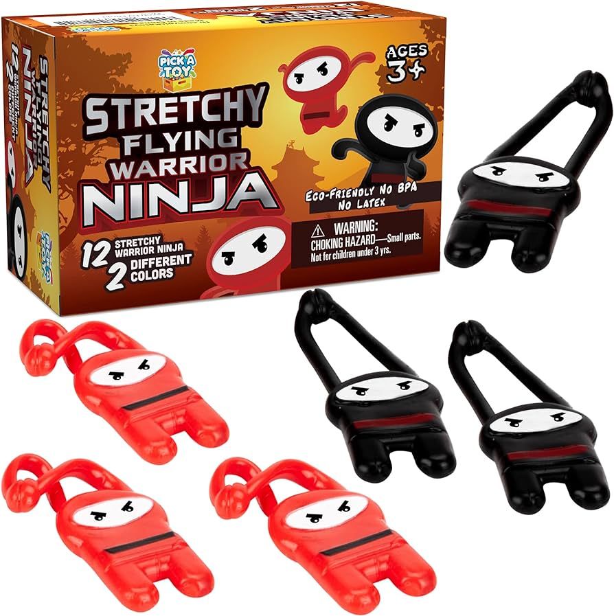 PICK A TOY Stretchy Flying Ninjas [12-Pieces] | Elastic Slingshot Ninja Toys for Boys & Girls | G... | Amazon (US)