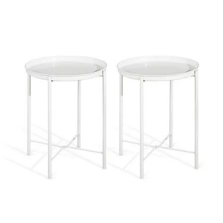CAP LIVING 17-Inch Foldable Round Metal Tray End Table, Side Table, Set of 2, Colors Available in... | Walmart (US)